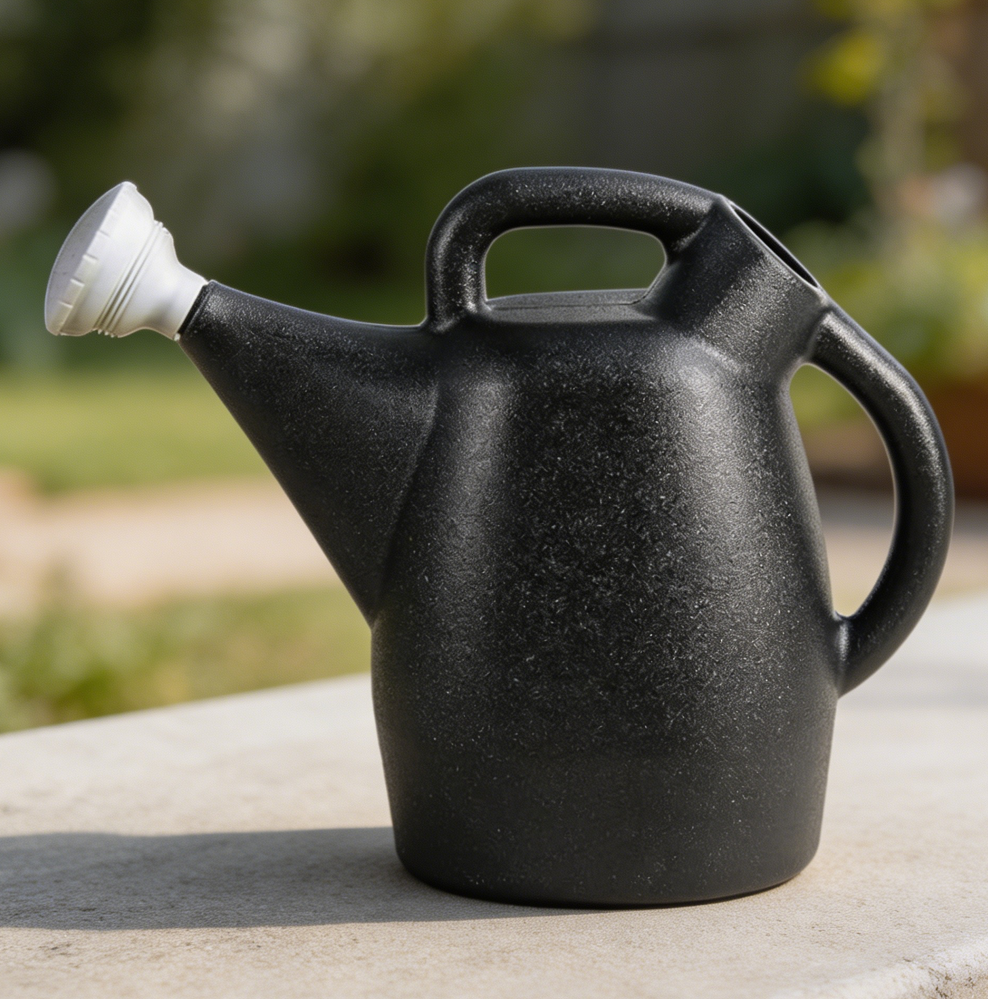 Black 2-Gallon Recycled Plastic Watering Can Removable Nozzle - Image 2