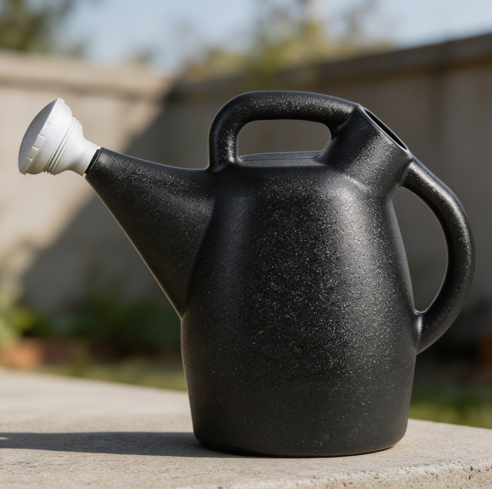 Black 2-Gallon Recycled Plastic Watering Can Removable Nozzle