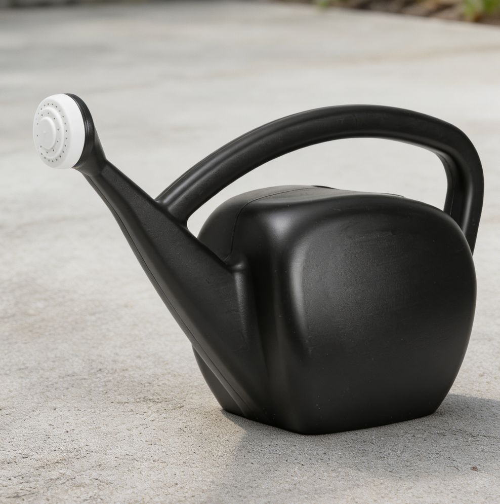 Black 2-Gallon Watering Can Large Fill Hole Long Spout